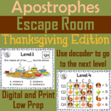 Apostrophes Activity: Thanksgiving Escape Room ELA