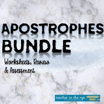 Preview of Apostrophes Bundle Practice Worksheets with Rules Review and Assessment