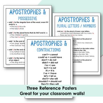 Apostrophes Possessive Contractions Worksheets Posters Quiz