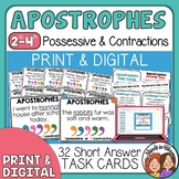 Apostrophes Task Cards | Contractions & Possessives Practice | Print & Digital