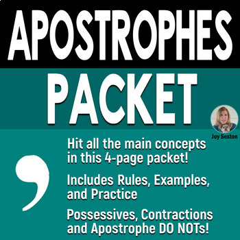 Preview of Apostrophes Worksheets in a Complete Packet