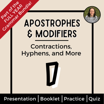Preview of Apostrophes and Modifiers - Grammar Practice - Contractions Possessives and More
