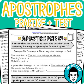 Preview of Apostrophes: Contractions and Possessive Nouns Packet + Test (Digital OK!)