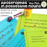 Apostrophes in Possessive Nouns Work Mats for Centers and 