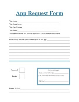 Preview of App Request Form