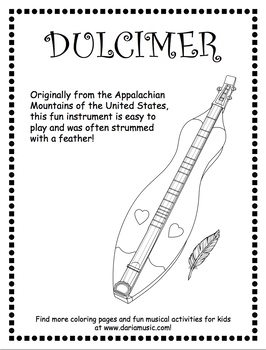 Preview of Appalachian Dulcimer - Free Coloring Page