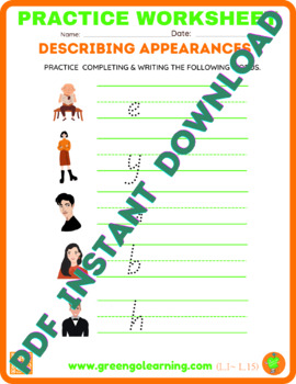 Preview of Appearances / ESL PRACTICE WORKSHEET / Level I / Lesson 15- (easy to check task)