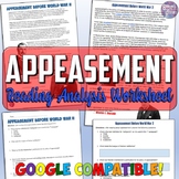 Appeasement Reading and Analysis Worksheet for World War 2