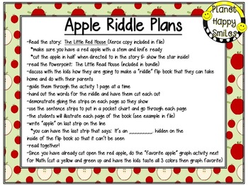 Apple Activity Little Red House Apple Riddle By Planet Happy Smiles