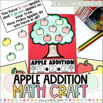 Preview of Apple Addition Within Ten Craft Bulletin Board Kit Adding 3 Numbers First Grade