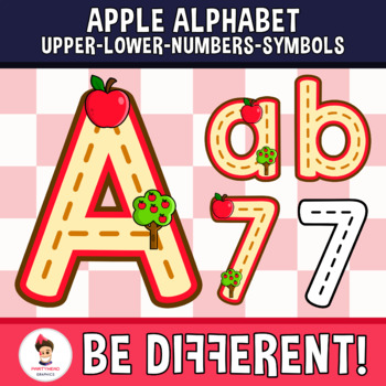 Preview of Apple Alphabet Clipart Letters Guided Set Fine Motor Skills Fall September