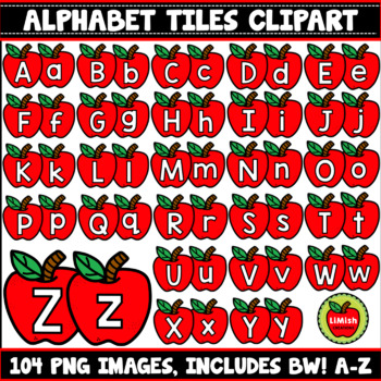 Preview of Apple Alphabet Tiles Clipart (Moveable images)