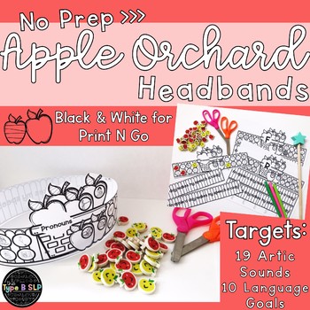 Preview of Apple Articulation & Language Headbands for Speech Therapy: One Page Craft