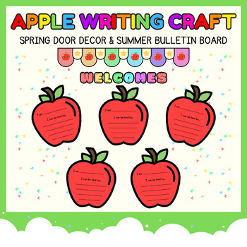 Preview of Apple Back To School writing crafts l Summer Door Decor & Autumn Bulletin Board