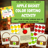 Apple Basket Color Sorting Activity for UTK, Preschool, Pr