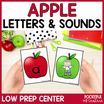 Apple Beginning Sounds Match by Pocketful of Centers | TpT