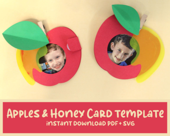 Preview of Apple Card Craft Template for Rosh Hashanah or Back to School PDF + SVG
