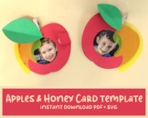 Apple Card Craft Template for Rosh Hashanah or Back to Sch