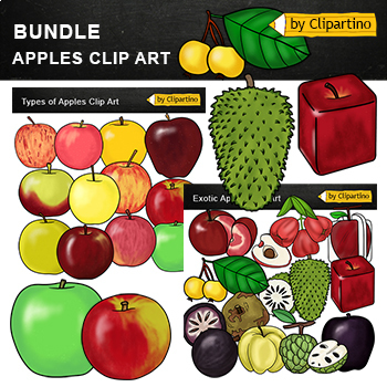 Preview of Apple Clip Art Bundle Commercial use/ Types of apple