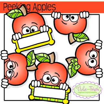 Preview of Apple Clipart Page Topper/Peeker Frames Cute {Apple Labels} Fall Clip Art