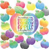 Apple Clipart Watercolor Rainbow - School Clipart - Fall T