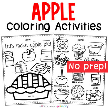 Preview of Apple Coloring Pages, Apple Life Cycle Activities, Apple Pie Recipe Coloring