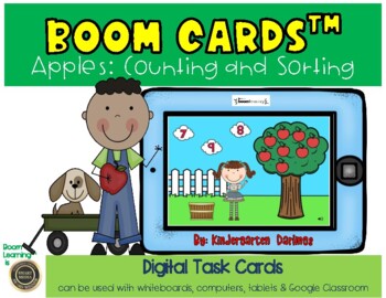 Preview of Apple Counting 0-10 and Sorting- Digital Boom Cards for Distance Learning