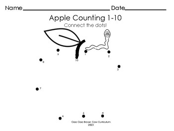 Preview of Apple Counting 1-10 Connect the Dots