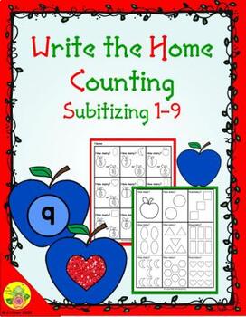 Preview of Apple Counting 1-9 (Subitizing) Write the Home | Distance Learning