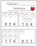 Apple Counting Math Worksheet 1-9