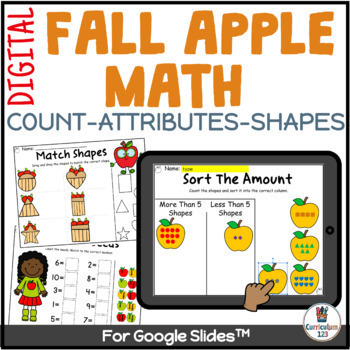 Preview of Apple Counting l Comparing Numbers Game l Sorting Attributes l Fall Shapes