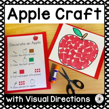 Preview of Apple Craft with Visual Directions and Adapted Writing Activities FREEBIE