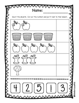 numbers 1 5 cut and paste teaching resources teachers pay teachers