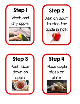 Preview of Apple Cutting Task Cards for Practical Life Activity Montessori