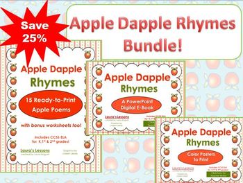 Preview of Apple Poetry Unit:  Apple Dapple Rhymes Printables & PowerPoint for Reading K-2