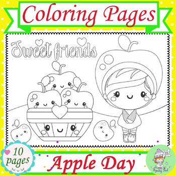 Download Apple Day Coloring Book Pages By Spring Girl Teachers Pay Teachers