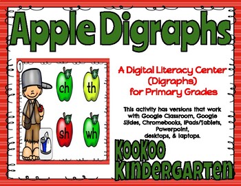 Preview of Apple Digraphs-A Digital Literacy Center (Compatible with Google Apps)