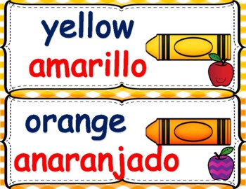 Apple Dual Language Colors in English & Spanish by Miss Bilingual