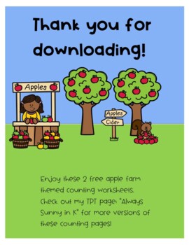 Preview of Apple Farm Counting Freebie