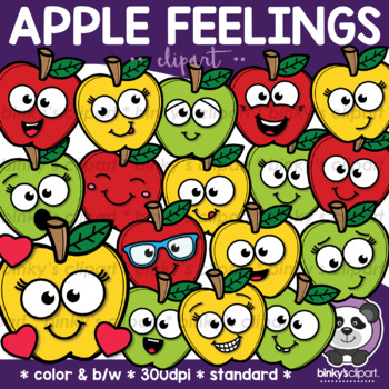 Preview of Apple Feelings by Binky's Clipart | Back to School Emotions Clip Art