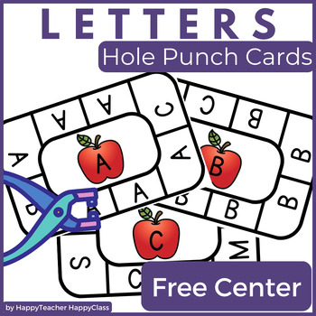 Preview of Apple Hole Punch Center Activities for Kindergarten FREE Fall Fine Motor Center