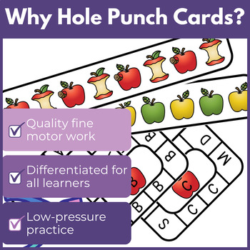 Fine Motor Hole Punch Cards with Apple Theme