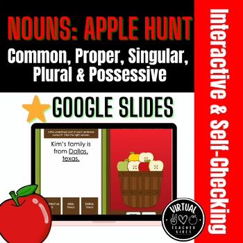 Preview of Apple Hunt Digital Game: Nouns (Common, Proper, Singular, Plural, Possessive)