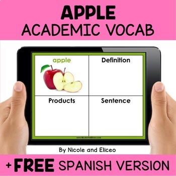 Preview of Digital Apple Interactive Academic Vocabulary + FREE Spanish