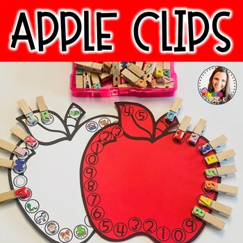 Preview of Apple Letter and Number Clips-Fine Motor