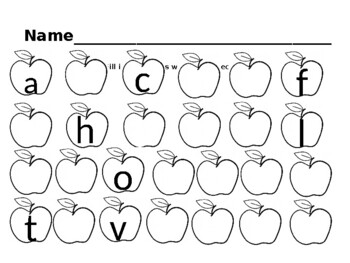 Apple Lowercase Fill in by Easy Breezy OT | Teachers Pay Teachers