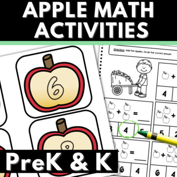 Preview of Apple Math Activities for Kindergarten PreK | Worksheets | Math Phonics Reading