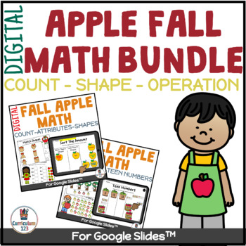 Preview of Apple Math Centers Fall Counting Shapes Addition Subtraction Digital Activities 