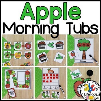 Preview of Apple Morning Tubs for 1st Grade - September Morning Work Bins for First Grade