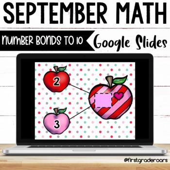 Preview of Apple NUMBER BONDS Addition| September Google Slides | Distance Learning
